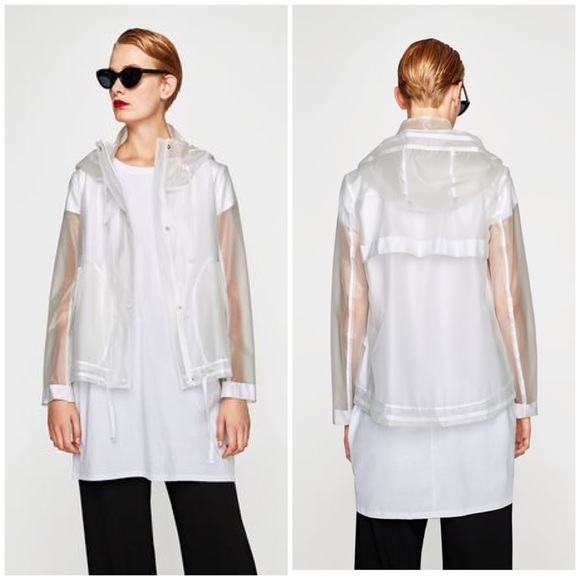 Zara Jackets & Blazers - Clear Water Repellent Resistant Parka Raincoat